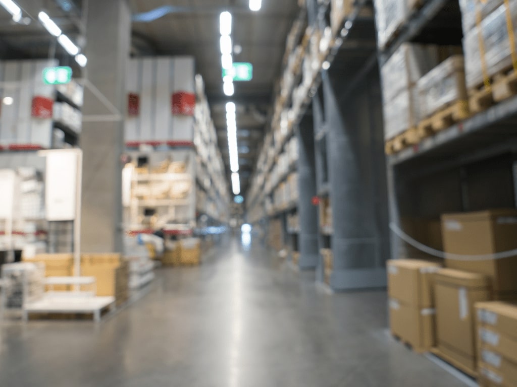 corredor de um galpão de fábrica